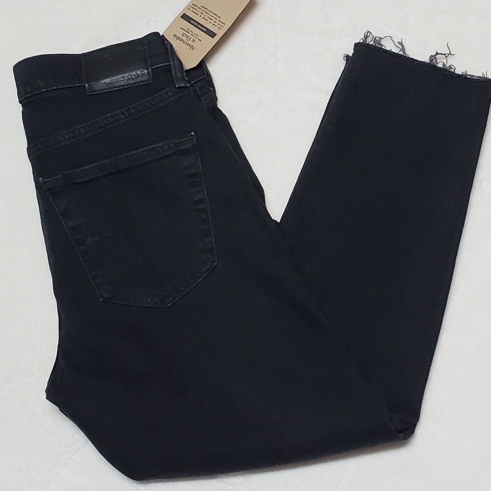 ABERCROMBIE & Fitch Rustin Athletic Slim Stretch Black Raw Cut Jeans 28 - Picture 2 of 12